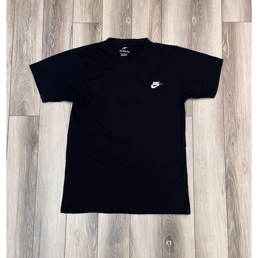 Nike “The Nike Tee” Embroidered Swoosh Logo Black Cotton Essential Sz Large